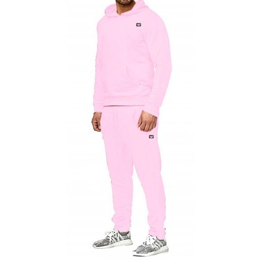 Conjunto de Moletom Relaxado Calça + Blusa com Capuz Bolso Canguru Fechado Siri 2 Masculino - Rosa Menor preço em Conjunto de Moletom Relaxado Calça + Blusa com Capuz Bolso Canguru Fechado Siri 2 Masculino - Rosa