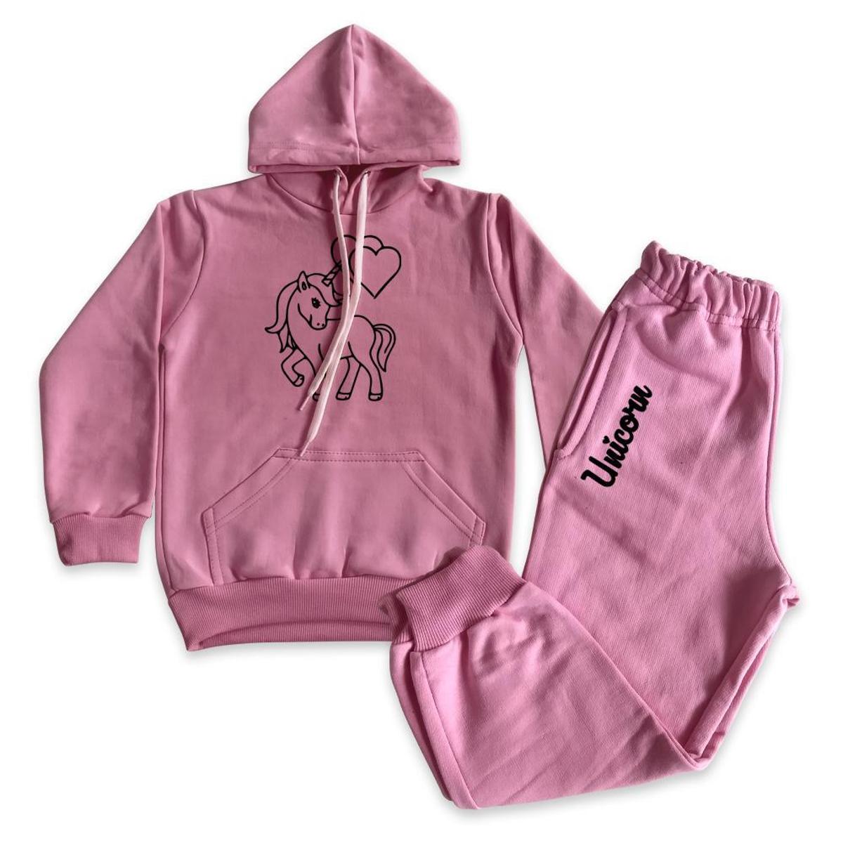 Conjunto de Moletom Unicornio Infantil Feminino com Capuz Menor preço em Conjunto de Moletom Unicornio Infantil Feminino com Capuz