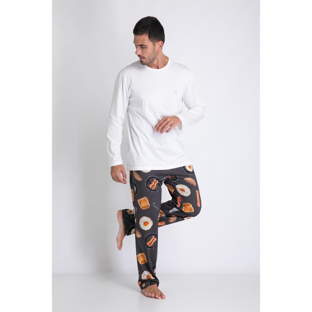 Conjunto de Pijama Acuo Longo Breakfast Masculino | Netshoes