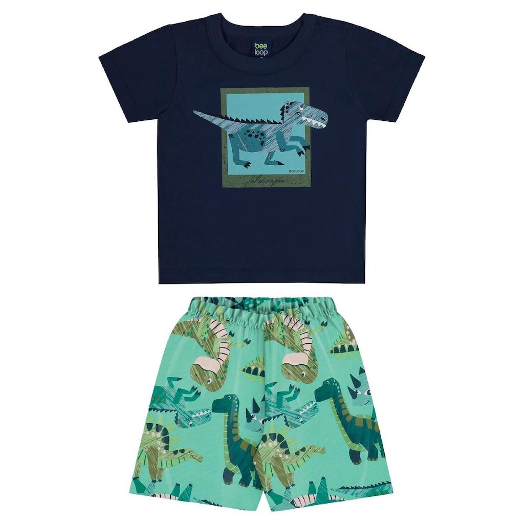 Conjunto Dino Camiseta Bermuda Bee Loop