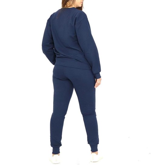 Conjunto Dpontes Moletom Flanelado Feminino - Azul