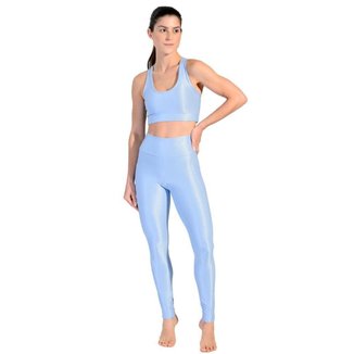 Conjunto Esportivo Legging de Bolso + Top Nadador em Tecido Half Shine Wunder