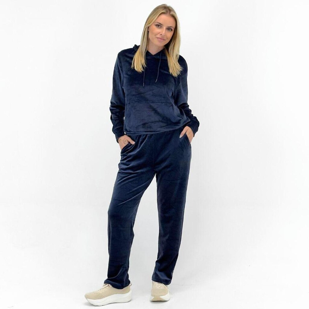 Conjunto Facinelli de Plush com Blusa Canguru e Calça Reta Feminino