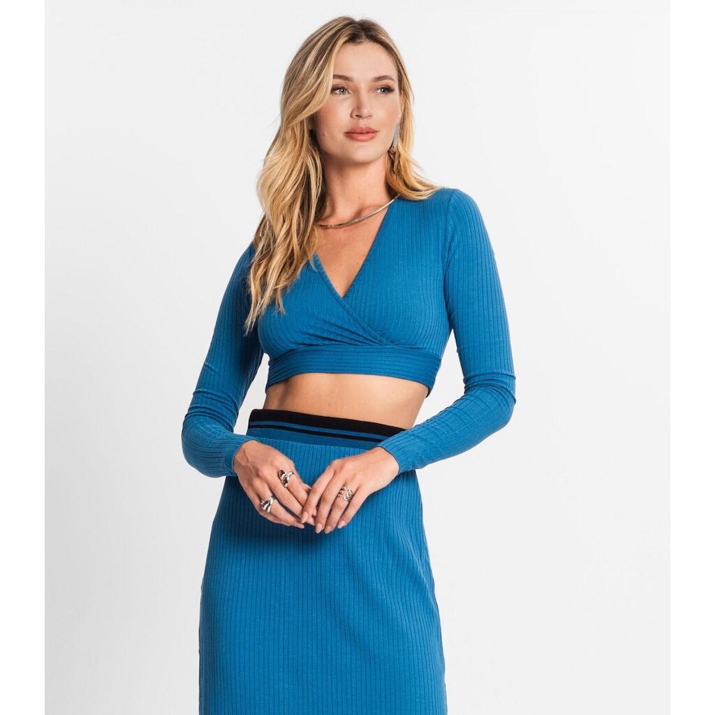 Conjunto Feminino Blusa Com Saia Endless Azul