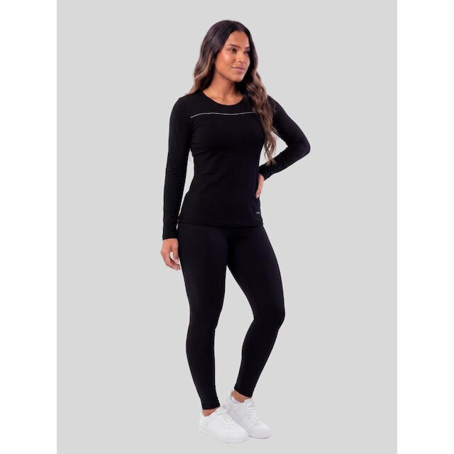 Conjunto Feminino Blusa Térmica e Legging Peluciada Flanelada Massam Fitness