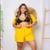Conjunto Feminino Kimono/Cardigan e Short Plus Size - Julia - Amarelo