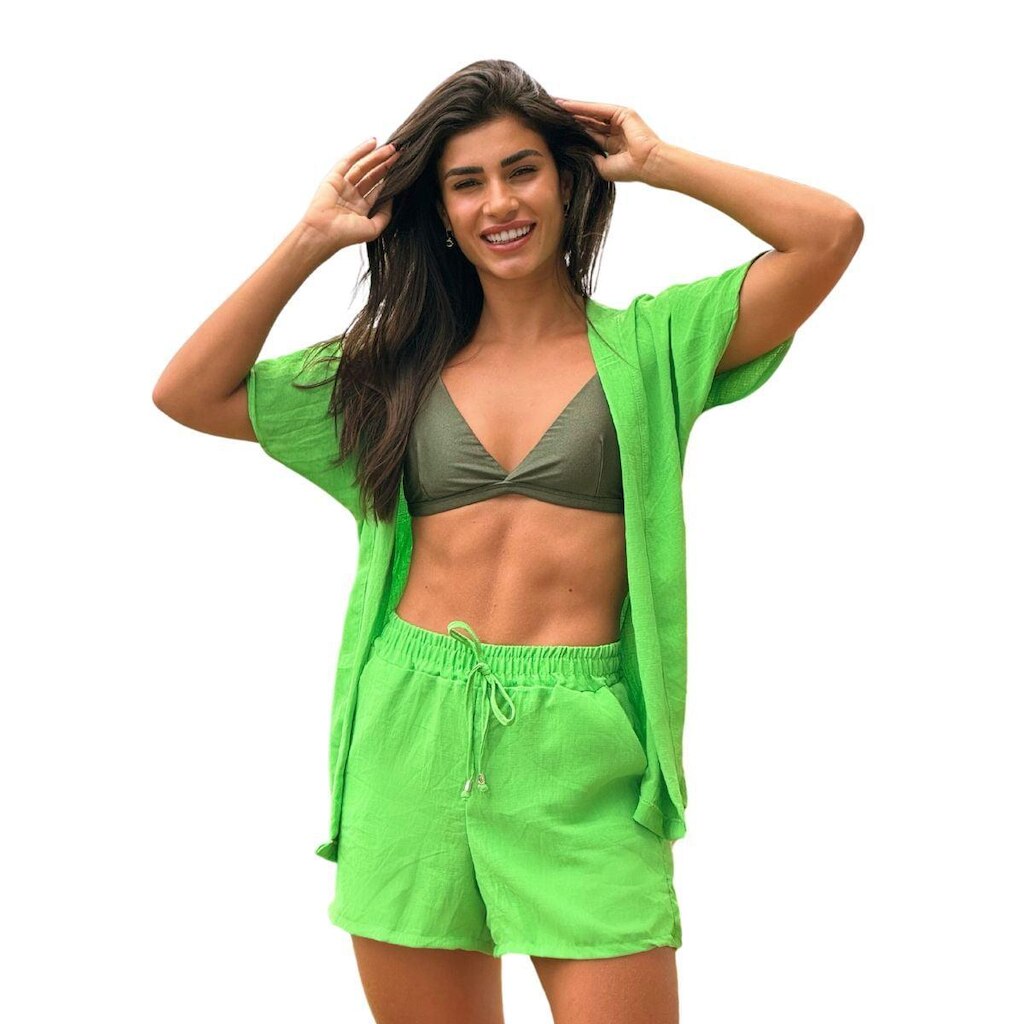 CONJUNTO FEMININO KIMONO/CARDIGAN E SHORT