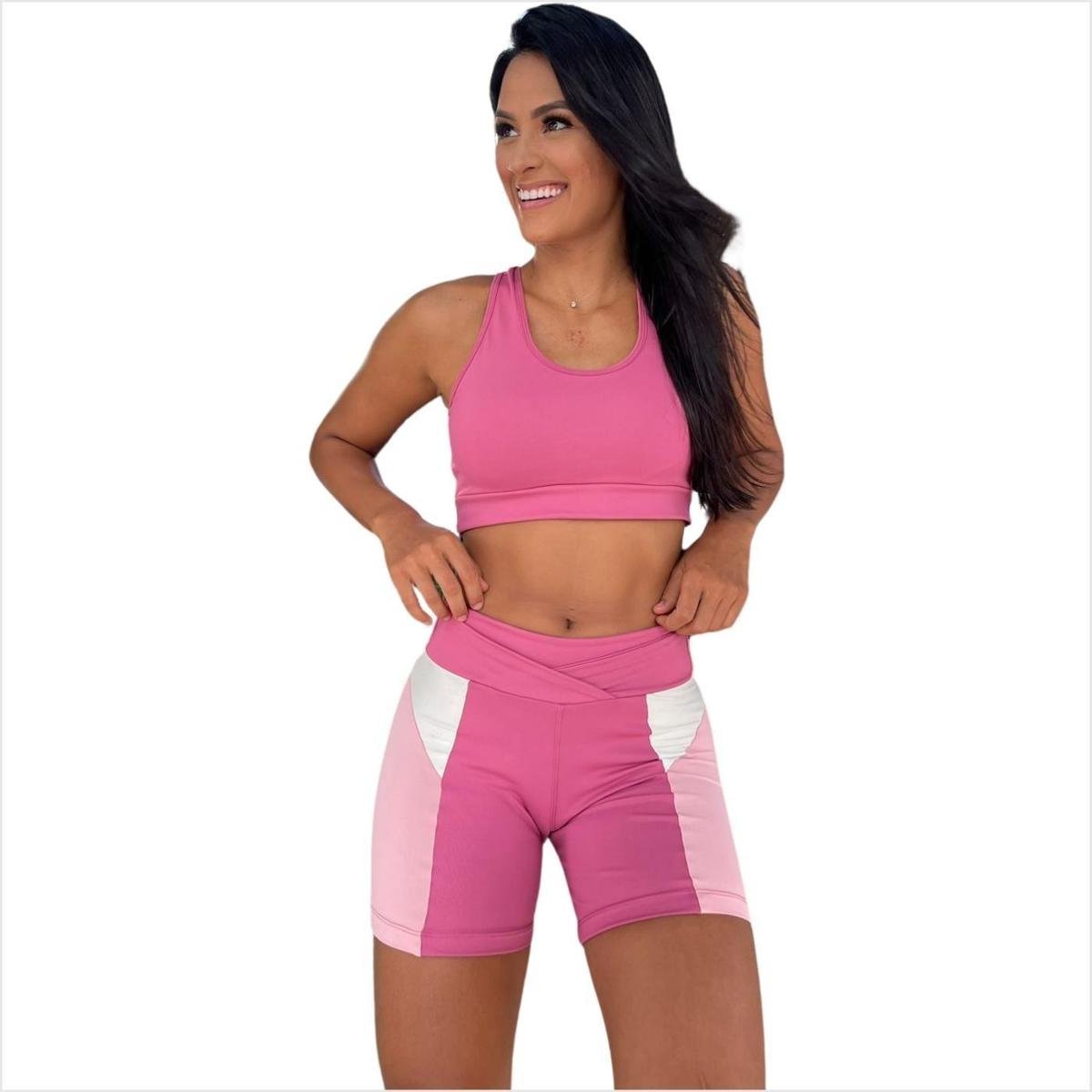Conjunto Feminino Para Academia Treino Short E Top - Rosa | Netshoes