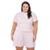 Conjunto Feminino Plus Size Liso Blusa e Shorts - Rosa Claro