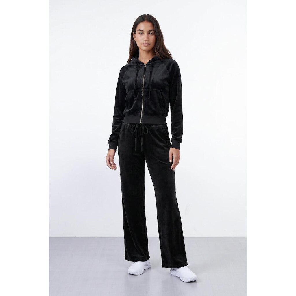 Conjunto feminino plush aveludado calça e jaqueta 61982
