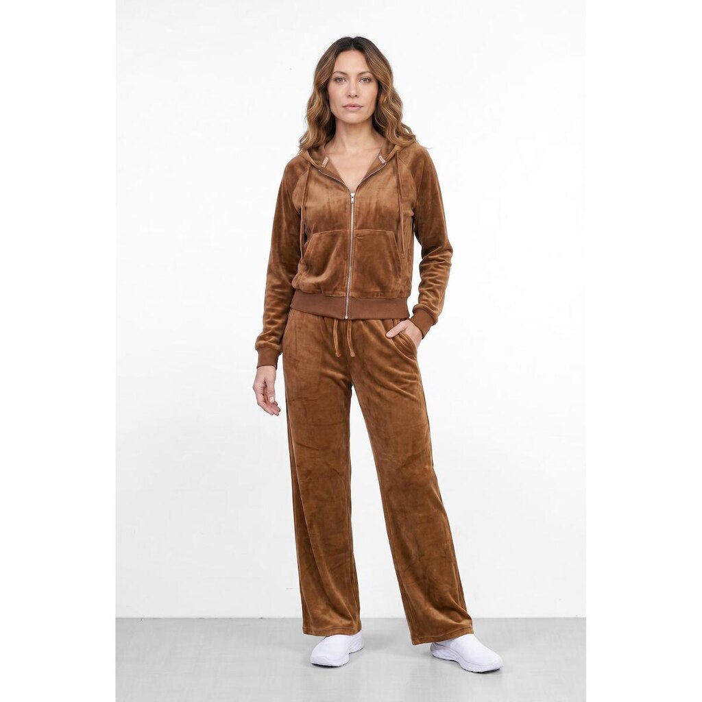 Conjunto feminino plush aveludado calça e jaqueta 61982