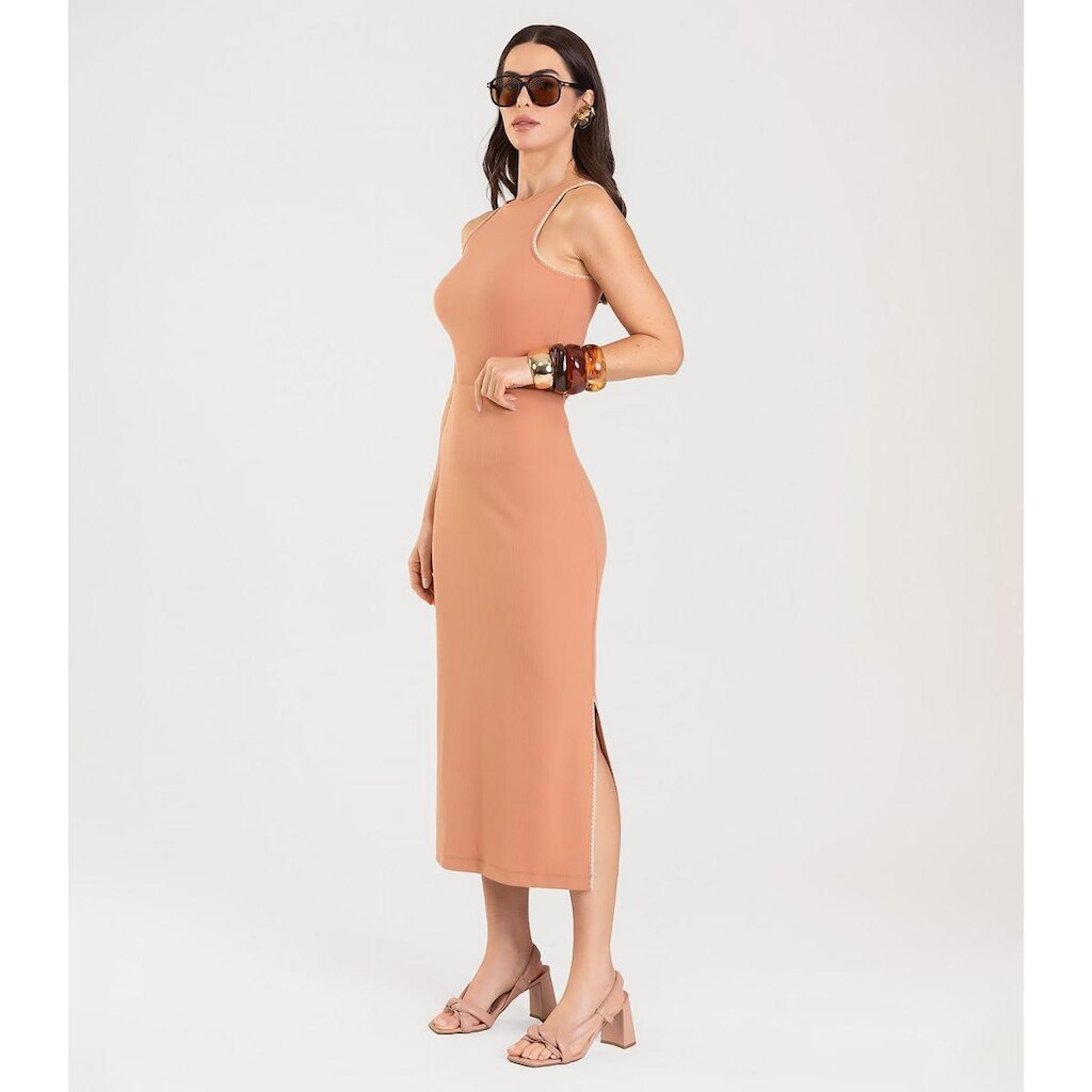 Conjunto Feminino Regata e Saia Dianna Marrom