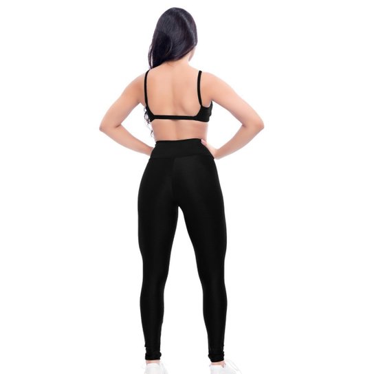 Conjunto Feminino Top Academia + Calça Lisa Treino