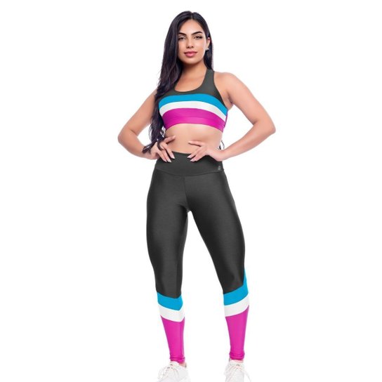 Conjunto Feminino Top Nadador + Calça Legging Academia