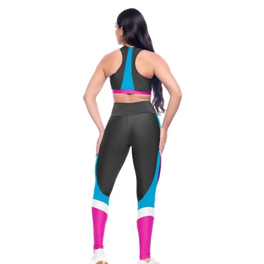 Conjunto Feminino Top Nadador + Calça Legging Academia