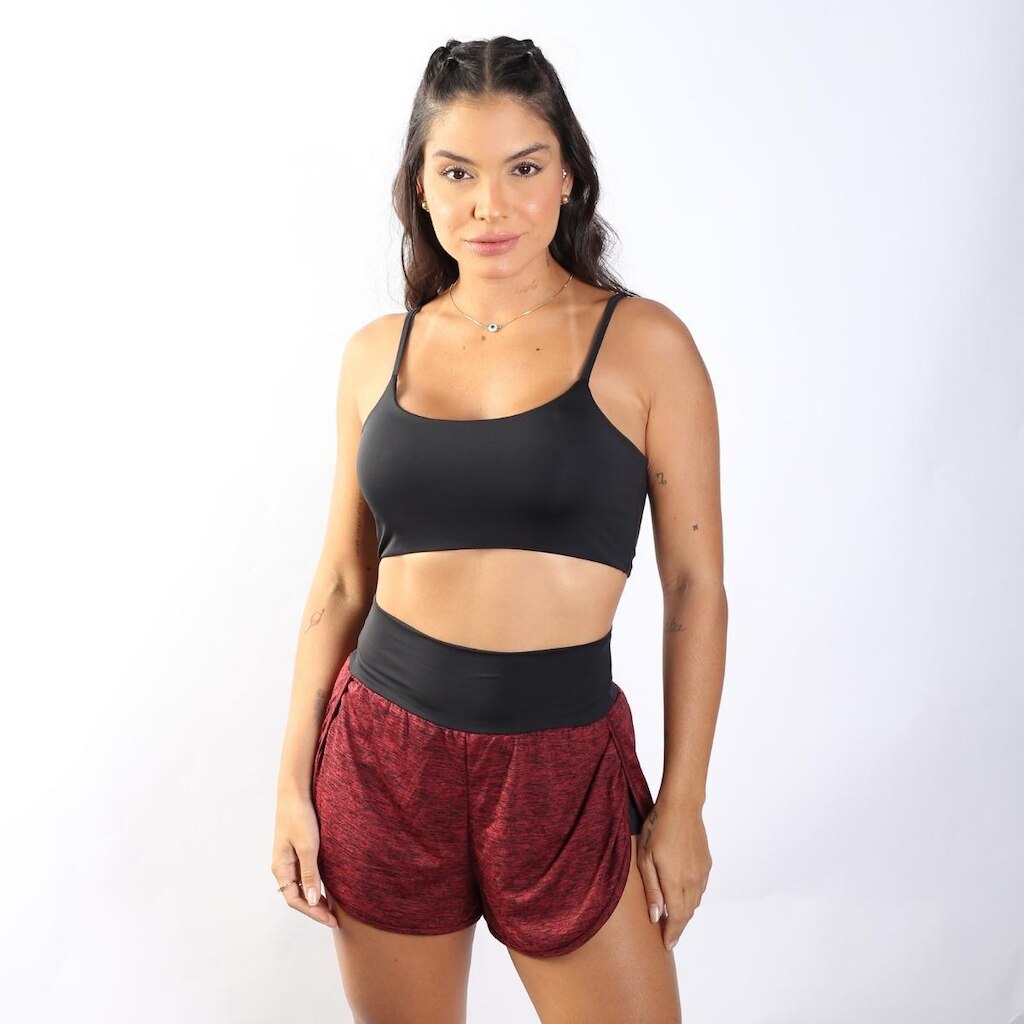 Conjunto Feminino Treino Top e Short Duplo Dry Rajado