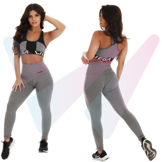 Conjunto Fitness Academia Legging Calça Top Suplex Malhar Treino Topper Sem Bojo Feminino - Cinza Menor preço em Conjunto Fitness Academia Legging Calça Top Suplex Malhar Treino Topper Sem Bojo Feminino - Cinza