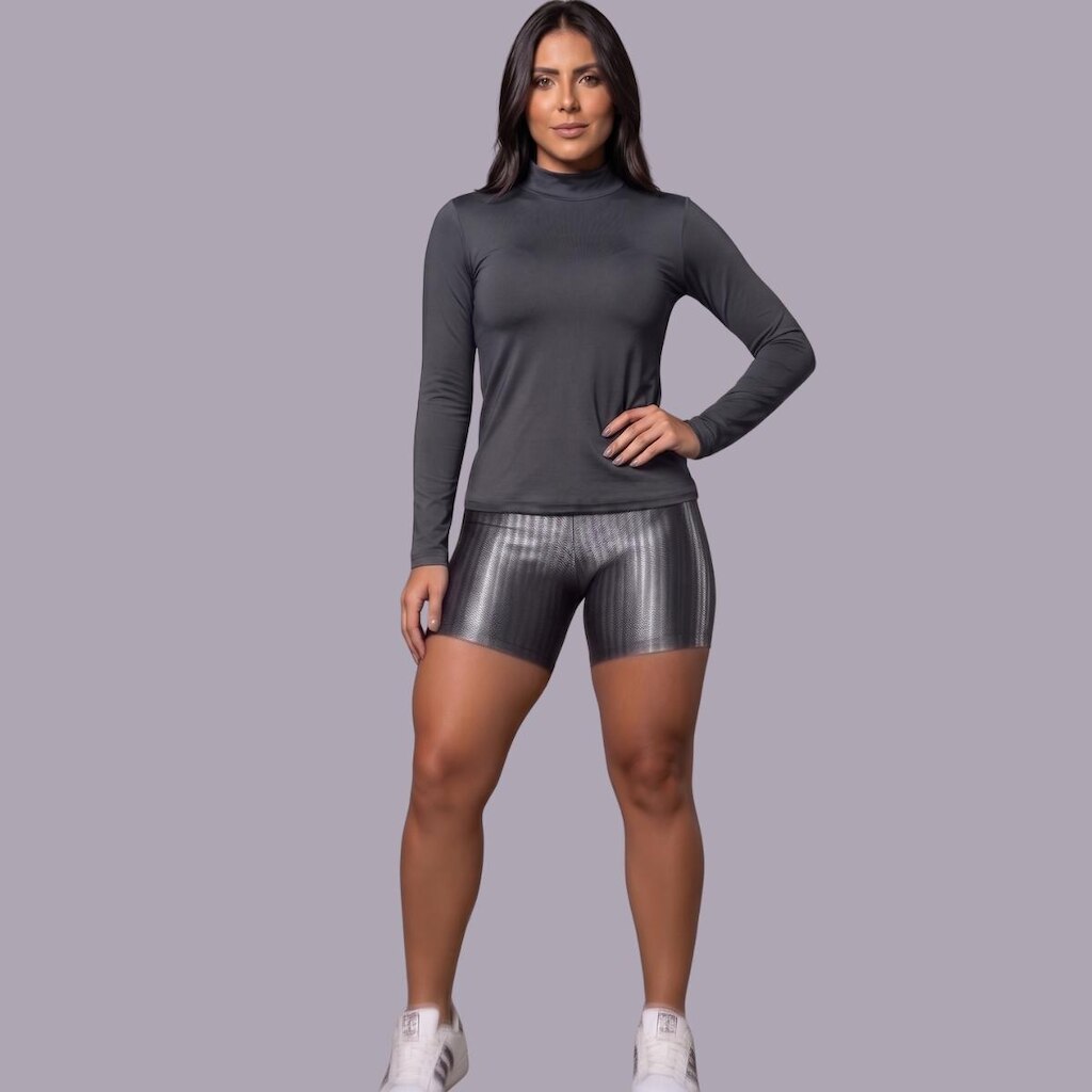 Conjunto Fitness Blusa Térmica Proteção UV e Short New Zig Serra e Mar Roupa Academia Musculação