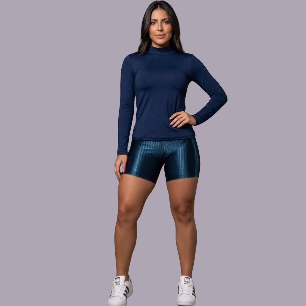 Conjunto Fitness Blusa Térmica Proteção UV e Short New Zig Serra e Mar Roupa Academia Musculação