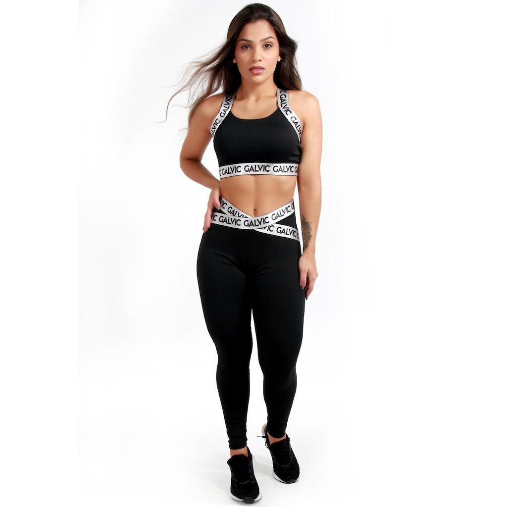 Conjunto Fitness Com Elástico Cruzado