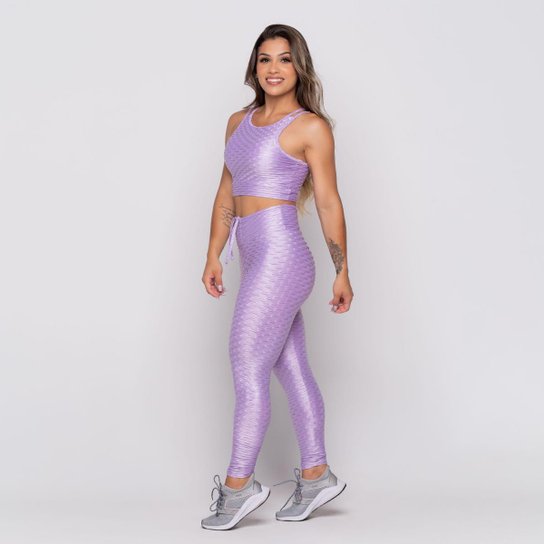 Conjunto Fitness Dily Alto Relevo Legging Empina Bumbum e Top - Lilás Menor preço em Conjunto Fitness Dily Alto Relevo Legging Empina Bumbum e Top - Lilás