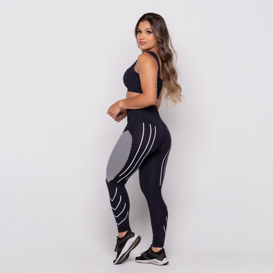 Conjunto Fitness Dily Poliamida Legging e Top Faixa - Preto Menor preço em Conjunto Fitness Dily Poliamida Legging e Top Faixa - Preto