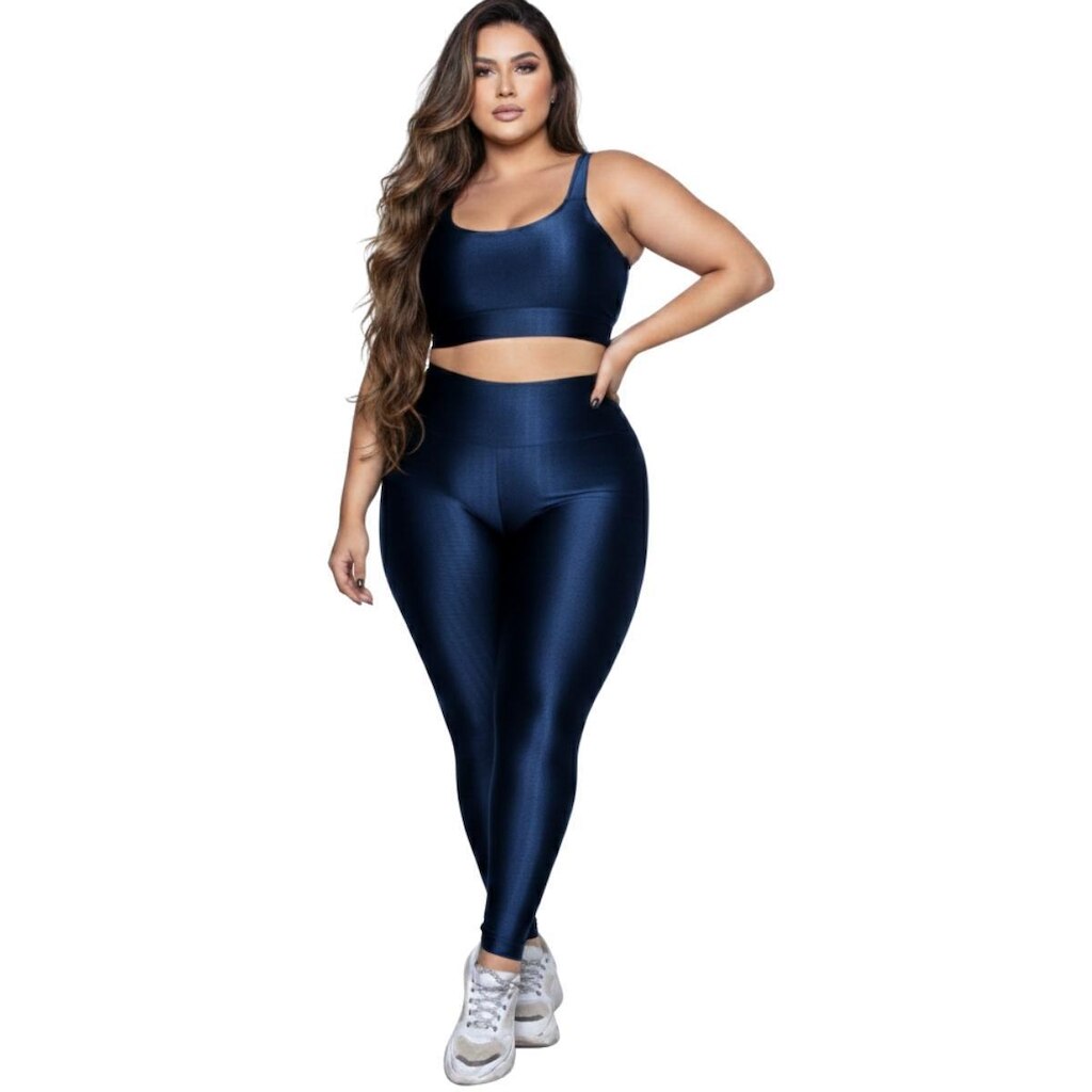 Conjunto Fitness Plus Size Top e Calça New Zig 3D Serra e Mar Alta Compressão Academia Musculação