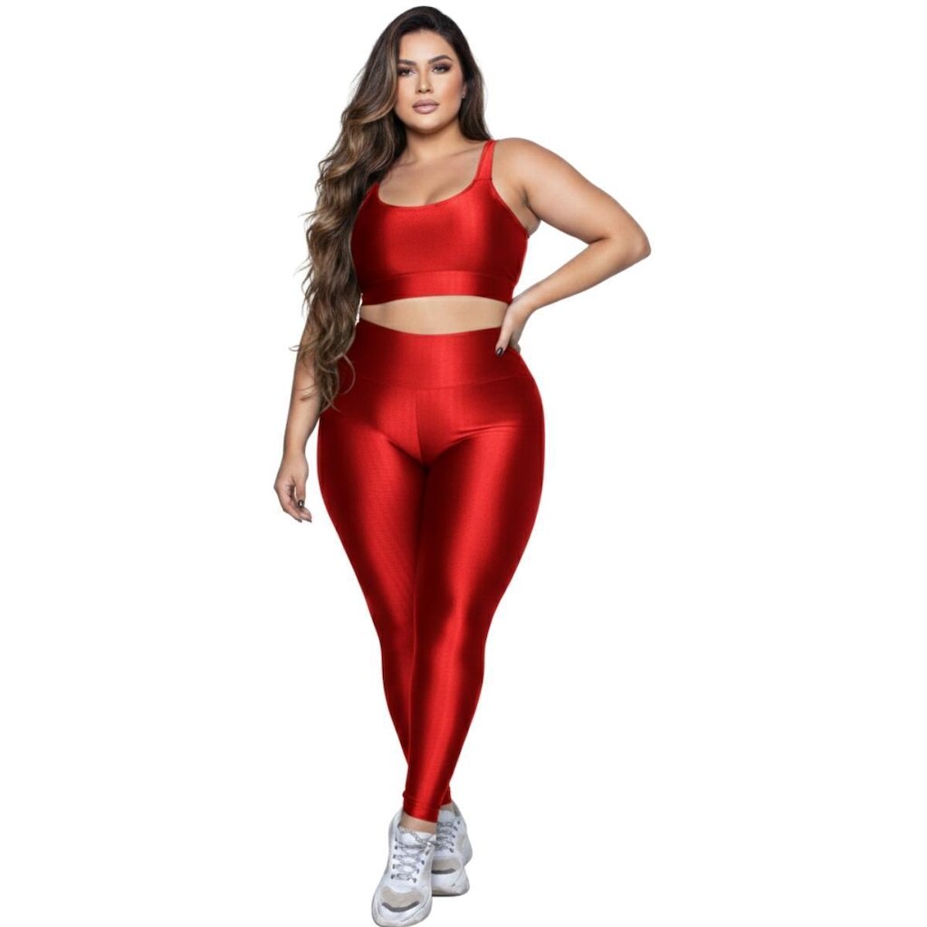 Conjunto Fitness Plus Size Top e Calça New Zig 3D Serra e Mar Alta Compressão Academia Musculação
