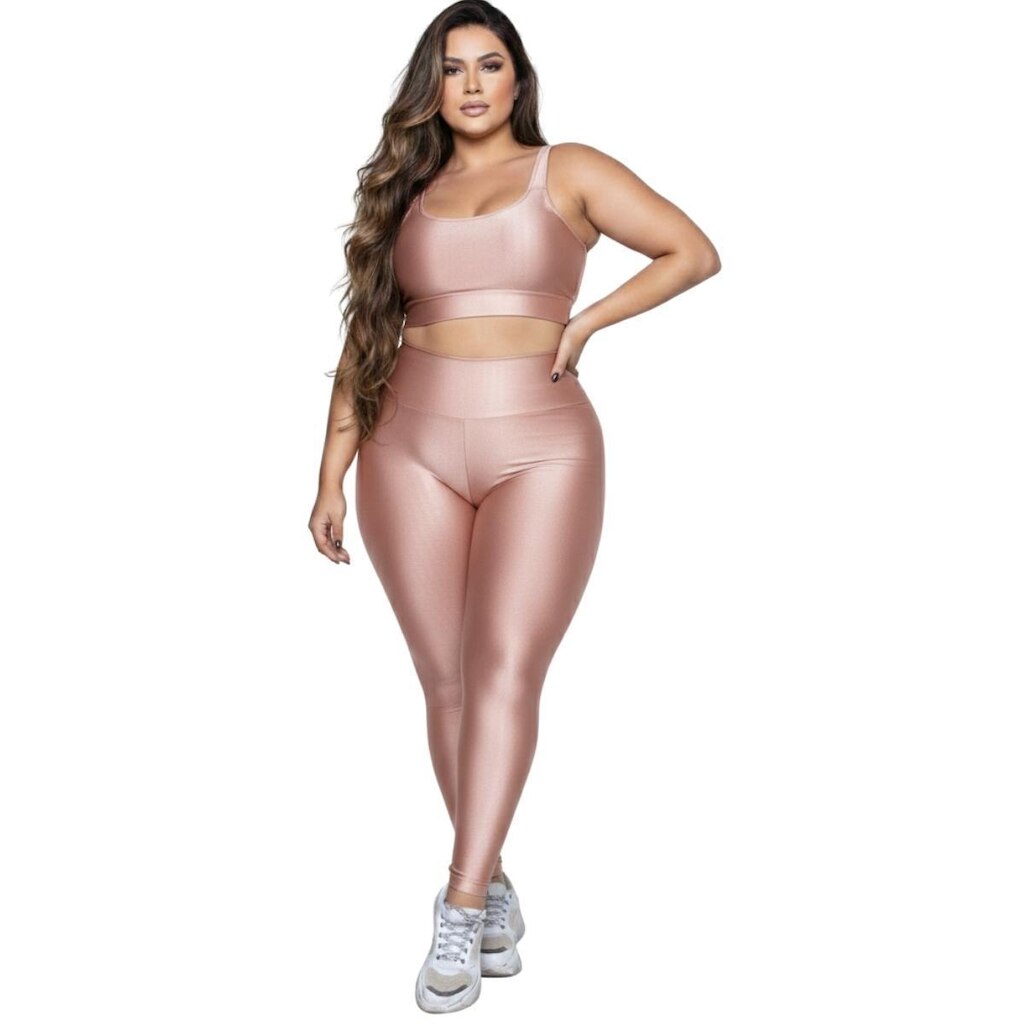 Conjunto Fitness Plus Size Top e Calça New Zig 3D Serra e Mar Alta Compressão Academia Musculação