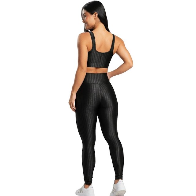 Conjunto Fitness Top e Calça New Zig 3D Serra e Mar Modas Roupa Academia Treino Musculação Feminina