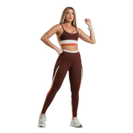 Conjunto Garotafit Fitness Feminino Top + Calça Legging   Uv50+
