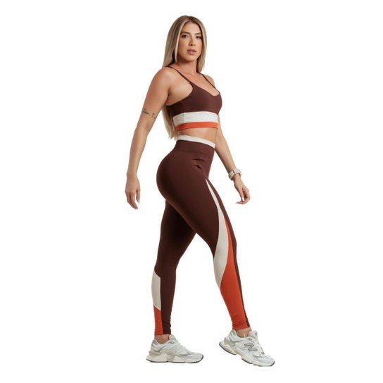Conjunto Garotafit Fitness Feminino Top + Calça Legging   Uv50+