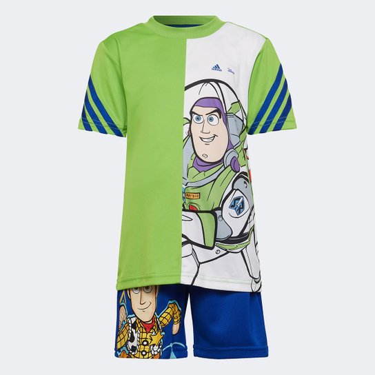 Conjunto Infantil Adidas Verão Disney Buz Masculino - Verde+Azul Menor preço em Conjunto Infantil Adidas Verão Disney Buz Masculino - Verde+Azul