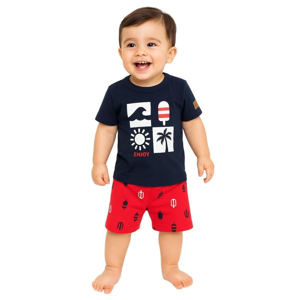 Conjunto Infantil Bebê Menino Blusa e Bermuda Kyly