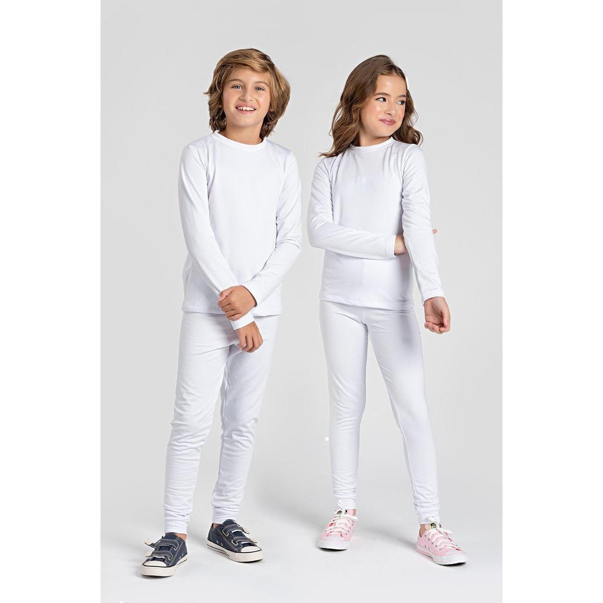 CONJUNTO INFANTIL BLUSA + CALÇA TÉRMICA BRANCA