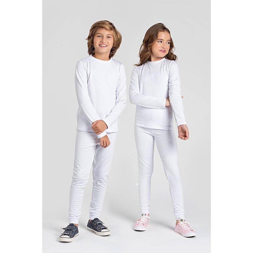 CONJUNTO INFANTIL BLUSA + CALÇA TÉRMICA BRANCA
