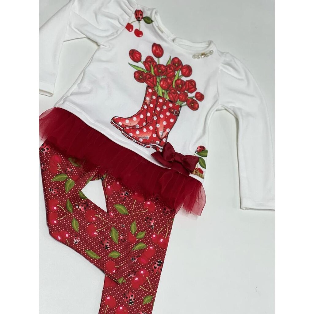 Conjunto Infantil Blusa Off White e Calça Joaninhas Yoyo