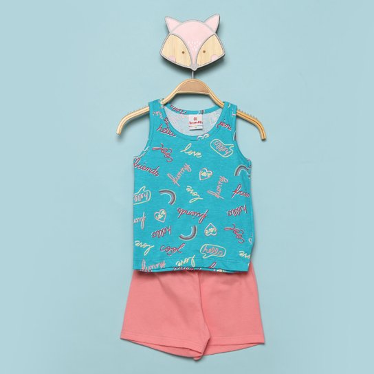 Conjunto Infantil Brandili Estampado Feminino - Verde Menor preço em Conjunto Infantil Brandili Estampado Feminino - Verde