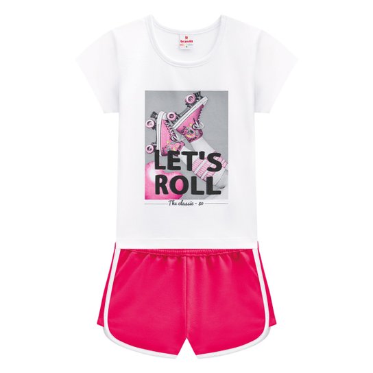 Conjunto Infantil Brandili Let's Roll Feminino - Branco Menor preço em Conjunto Infantil Brandili Let's Roll Feminino - Branco