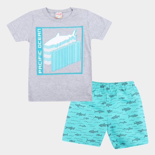 Conjunto Infantil Brandili Ocean Masculino - Mescla Menor preço em Conjunto Infantil Brandili Ocean Masculino - Mescla