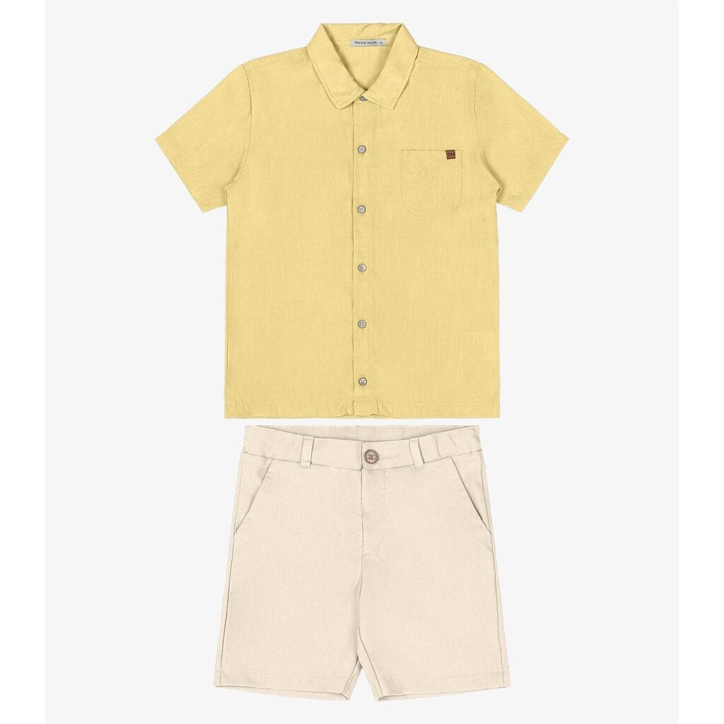 Conjunto Infantil Camisa Com Bermuda Trick Nick Amarelo