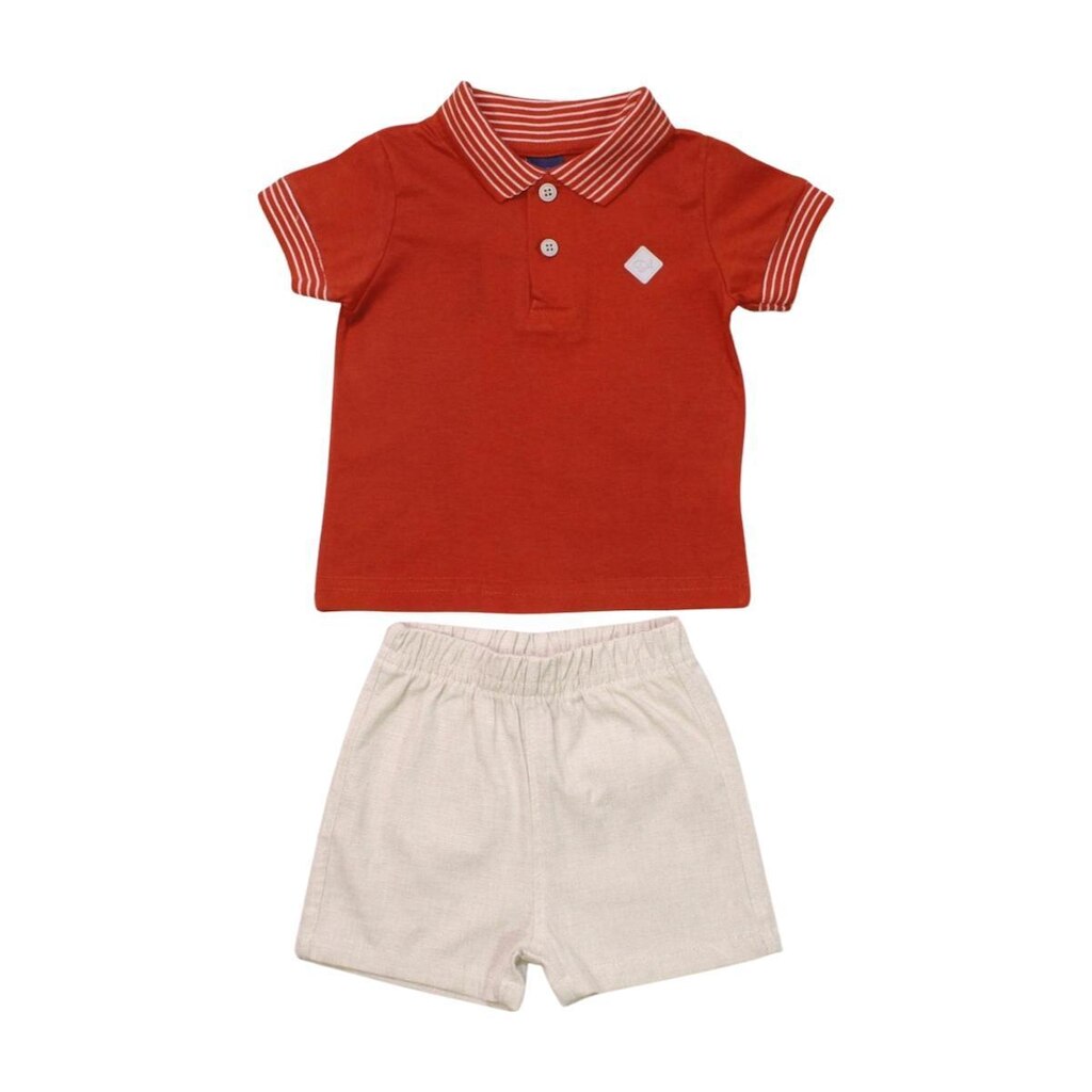 Conjunto Infantil Camisa Polo com Listras e Bermuda  Dila Masculina