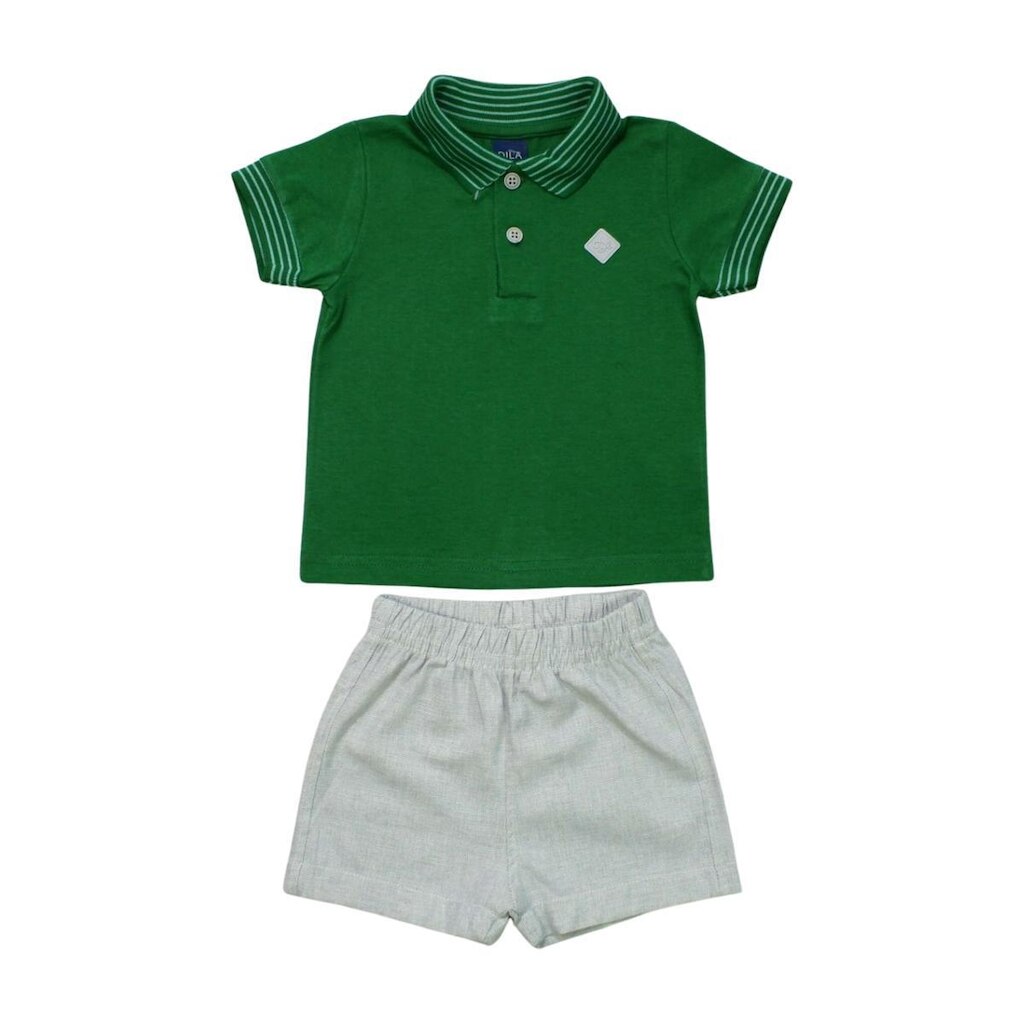 Conjunto Infantil Camisa Polo com Listras e Bermuda  Dila Masculina