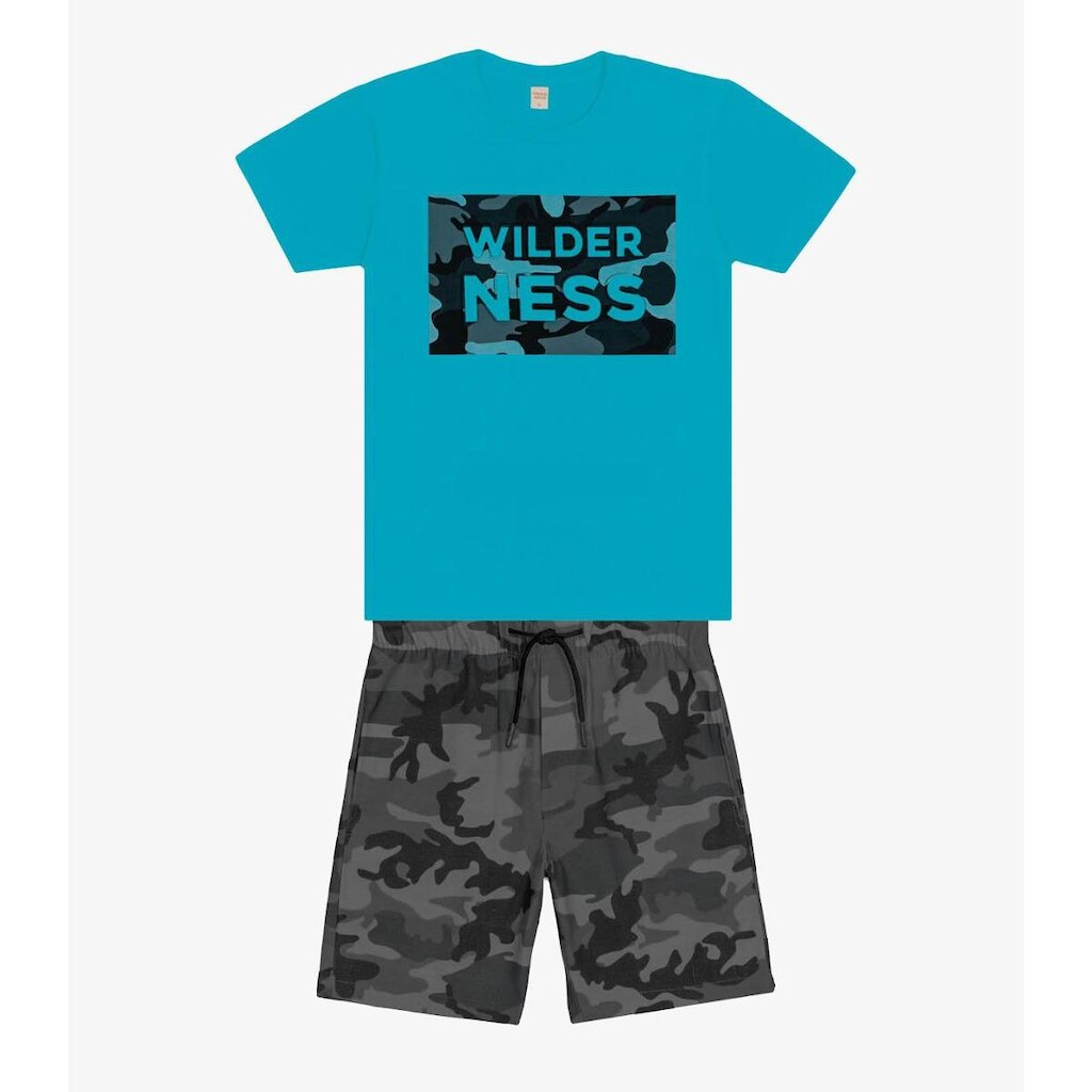 Conjunto Infantil Camiseta Com Bermuda Trick Nick Azul