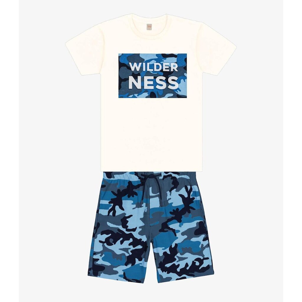 Conjunto Infantil Camiseta Com Bermuda Trick Nick Bege