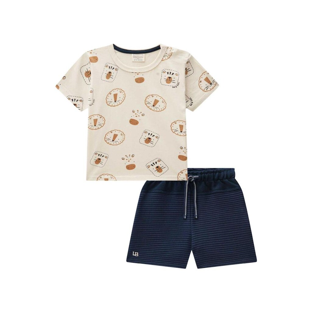 Conjunto Infantil Camiseta Ursinho e Bermuda Azul Luc.boo