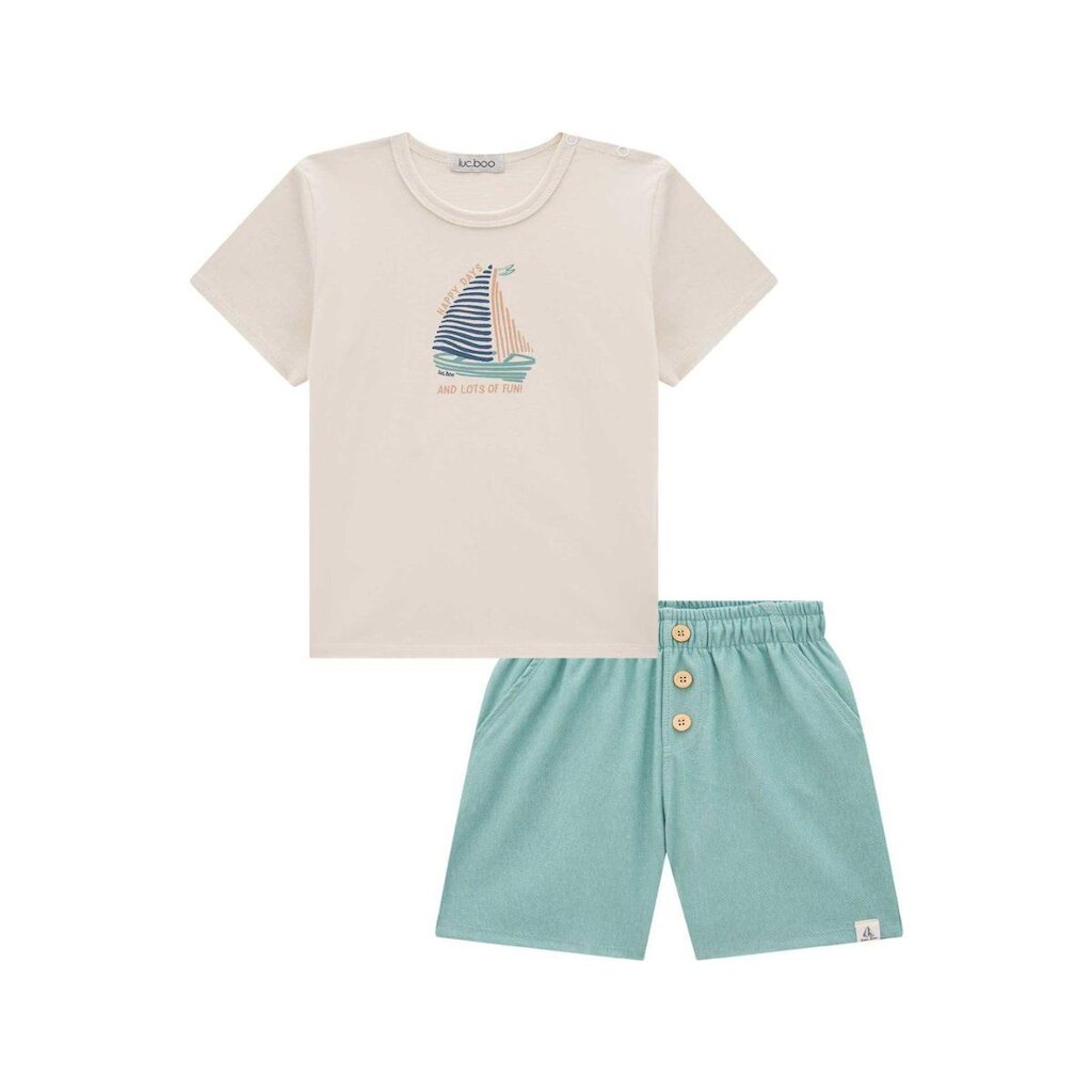 Conjunto Infantil Camiseta/Bermuda Verde Luc.boo