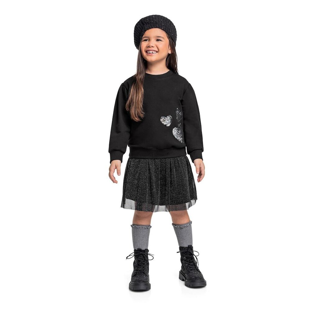 Conjunto Infantil com Blusão e Saia para Menina Quimby