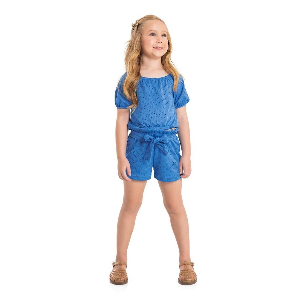 Conjunto Infantil com Cropped e Short Clochard em Malha Laise Quimby
