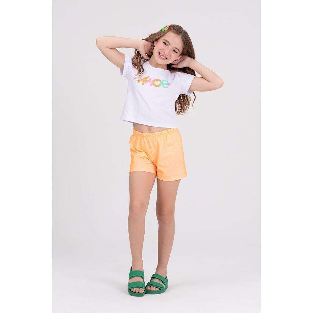 Conjunto Infantil Cropped Amor Laranja